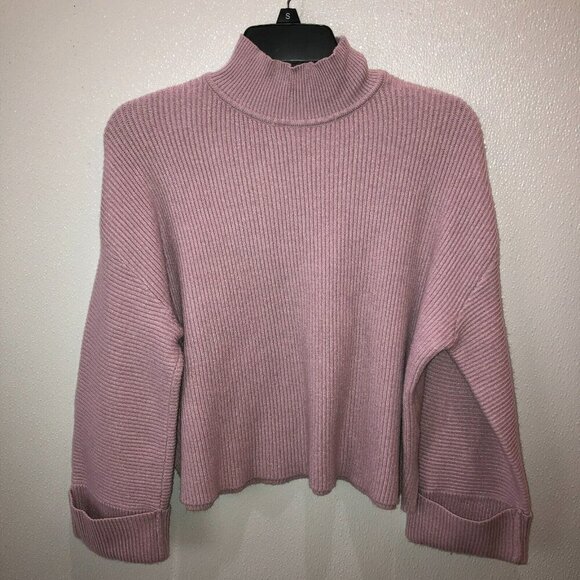 Mod Ref Small Purple Cuffed Long Sleeve Mock Neck Pullover Crop Sweater Size S - Picture 4 of 9